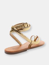 Courtney Embossed Metallic Leather Sandal