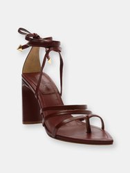 Leaf Leather Sandal - Red Brown