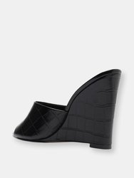 Lucimara Crocodile-Embossed Leather Sandal