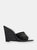 Lucimara Crocodile-Embossed Leather Sandal - Black