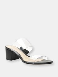 Victorie Vinyl & Leather Sandal - Black