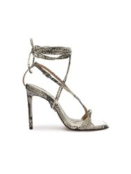 Vikki Snake-Embossed Leather Sandal - Natural Snake