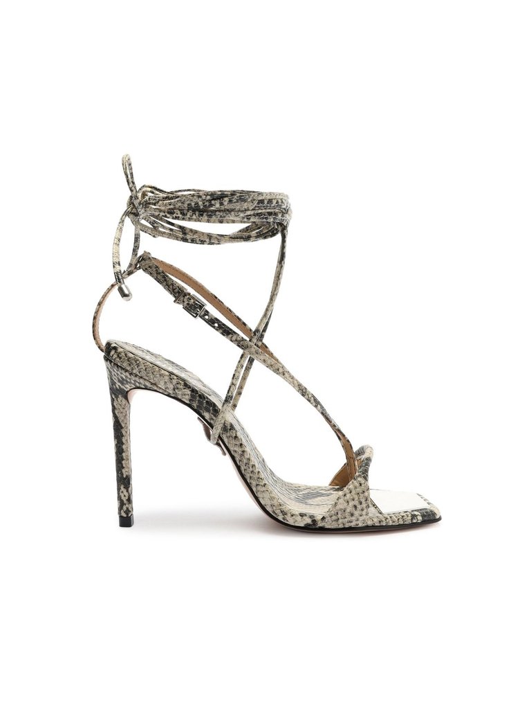 Vikki Snake-Embossed Leather Sandal - Natural Snake