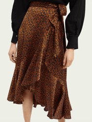 Printed Wrap Skirt - Leopard Print