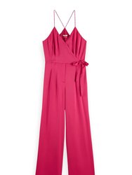 Waisted Belt Jumpsuit - Pink