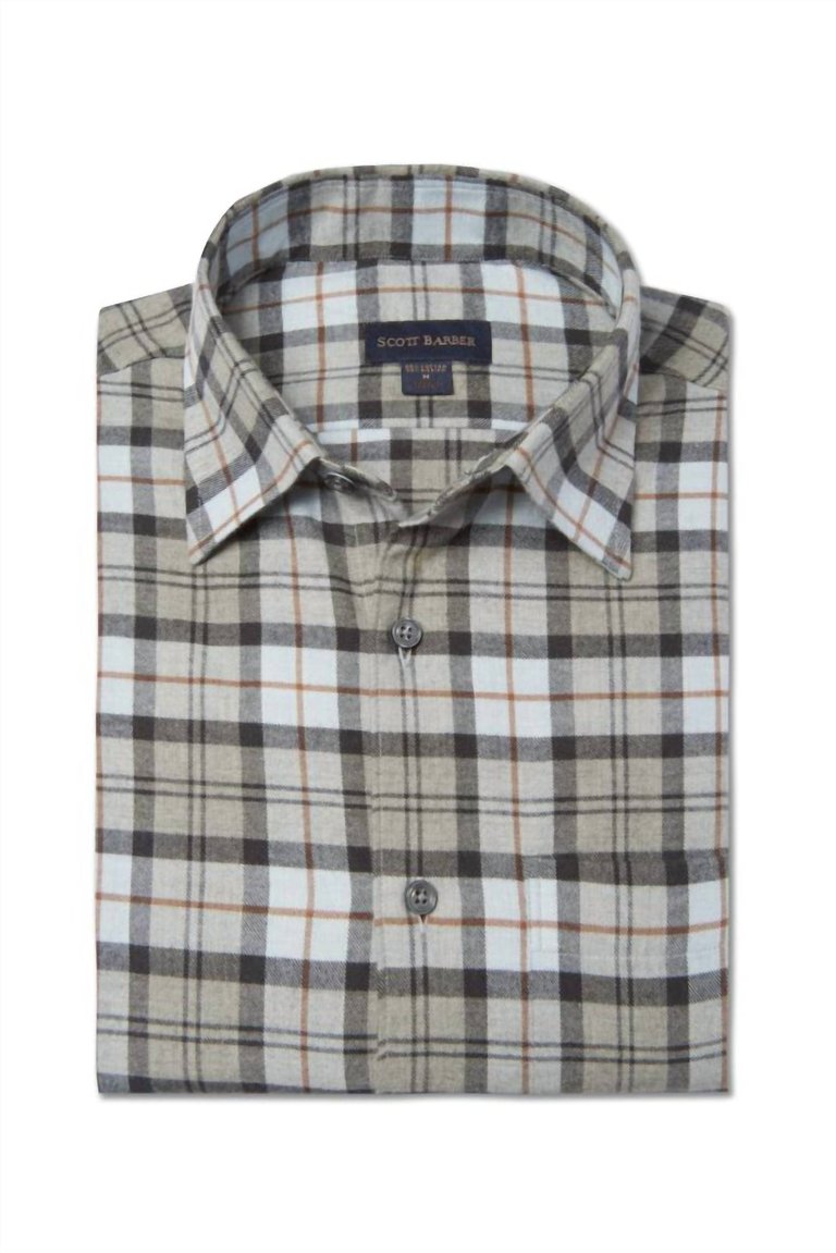 Cotton/Merino Shadow Plaid Shirt In Grey Heather - Grey Heather