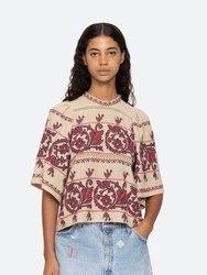 Beena Embroidery Top - Taupe