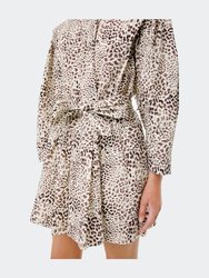 Calla Cheetah L-S Belted Tunic Dress