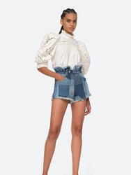 Diego Denim Patched Shorts - Blue