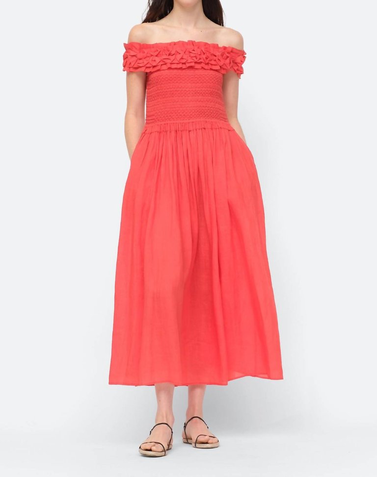 Frida Solid Strapless Dress - Red