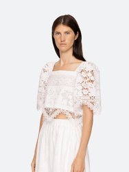 Joah Short Sleeves Embroidery Top - White