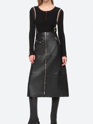 Lilia Leather Skirt - Black