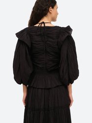Paco Solid Puff Sleeve Top - Black