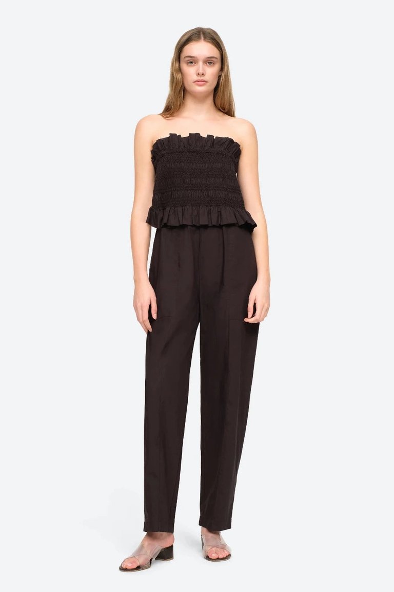 Phoebe Cotton Strapless Jumpsuit - Black