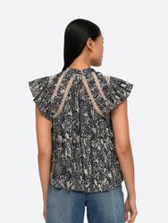 Priya Print Flutter Sleeve Top