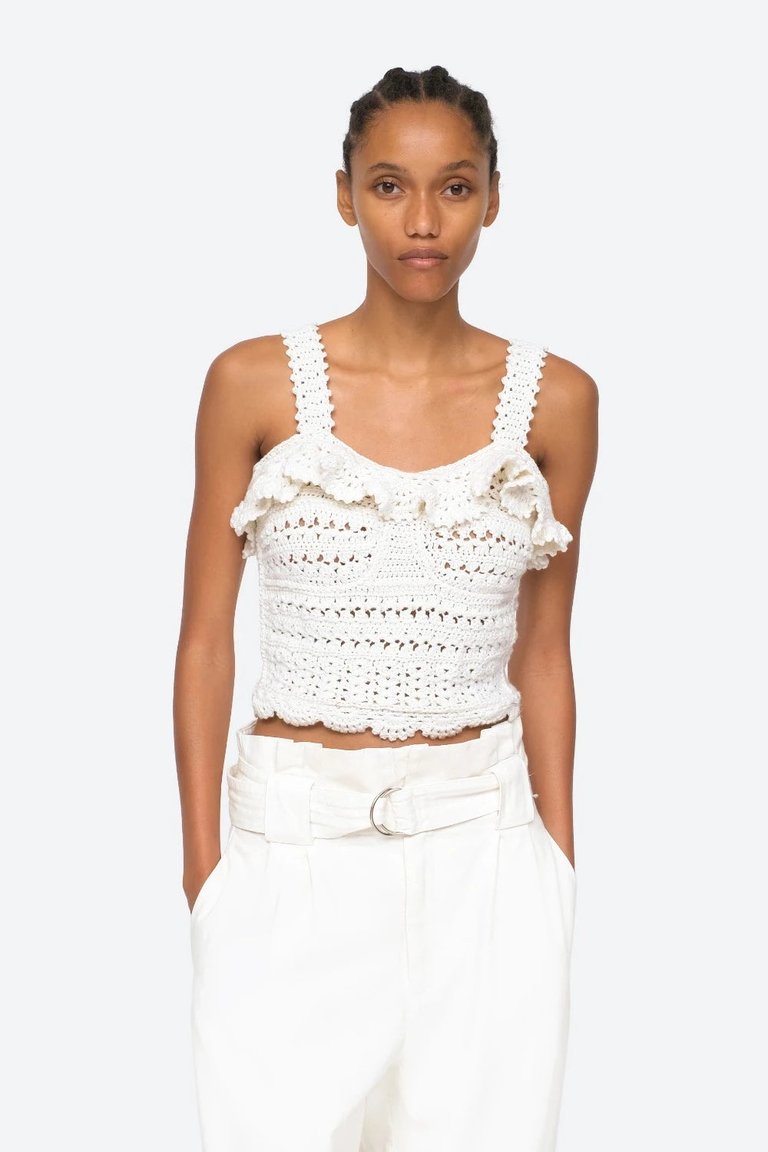 Rylee Crochet Cropped Tank - Cream