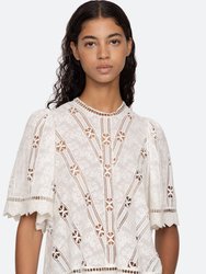 Sharika Embroidery Short Sleeve Top - Cream