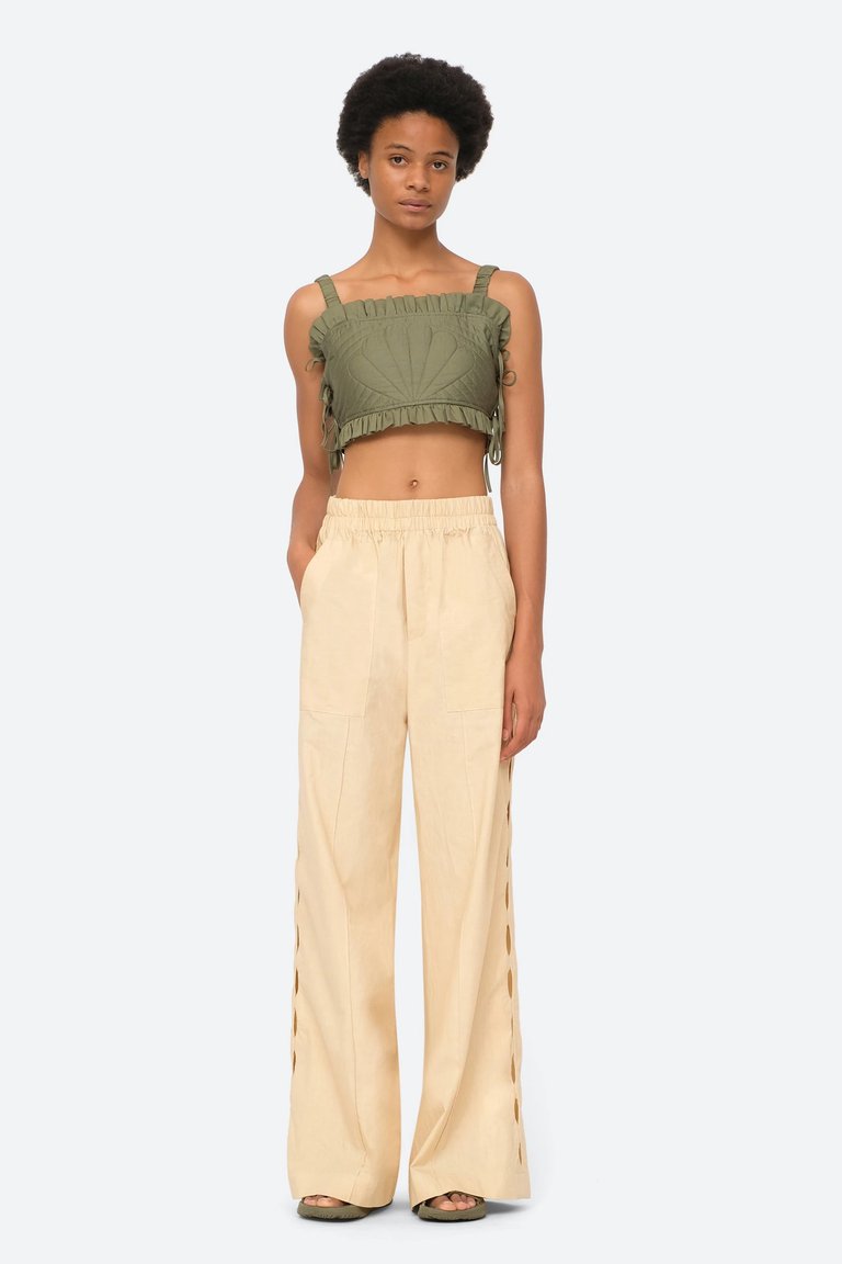 Sia Solid Side Cut-Out Pants - Hay