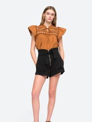 Suri Canvas Belted Shorts - Black