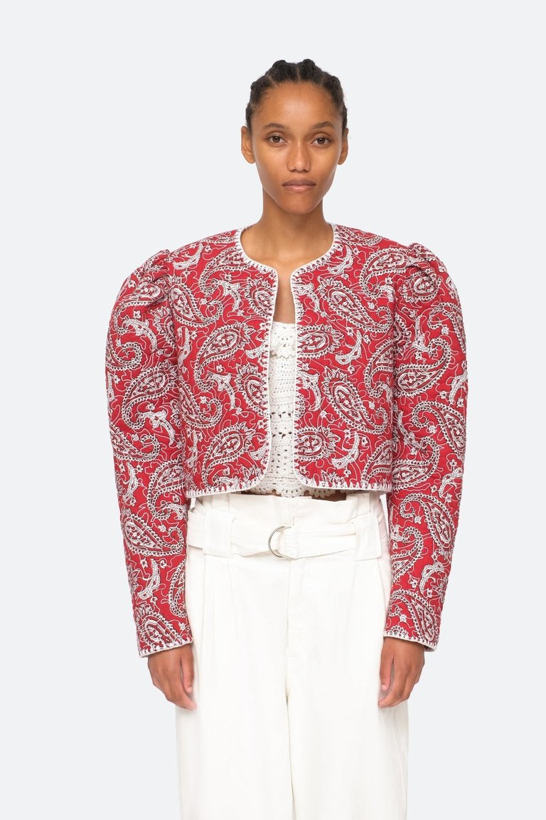 Theodora Cropped Jacket - Red