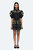 Women Perle Print Puff Sleeve Pleated Ruffled Mini Dress - Black
