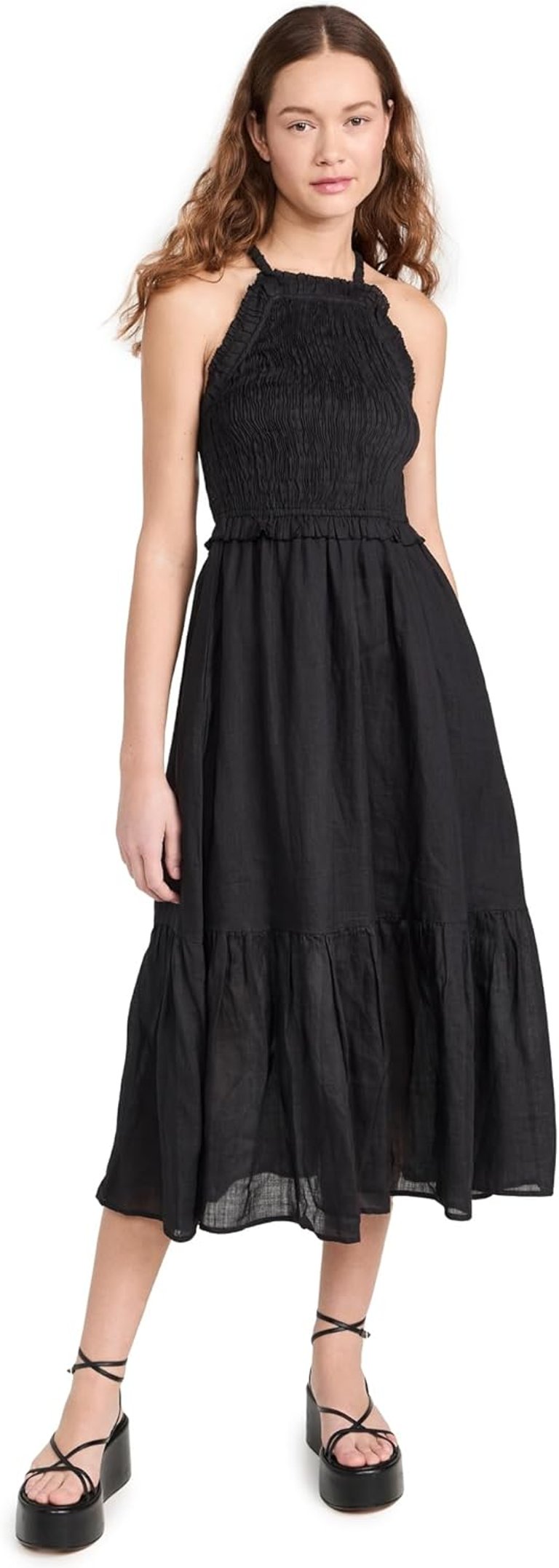 Women's Cole Smocked Ramie Midi Dress