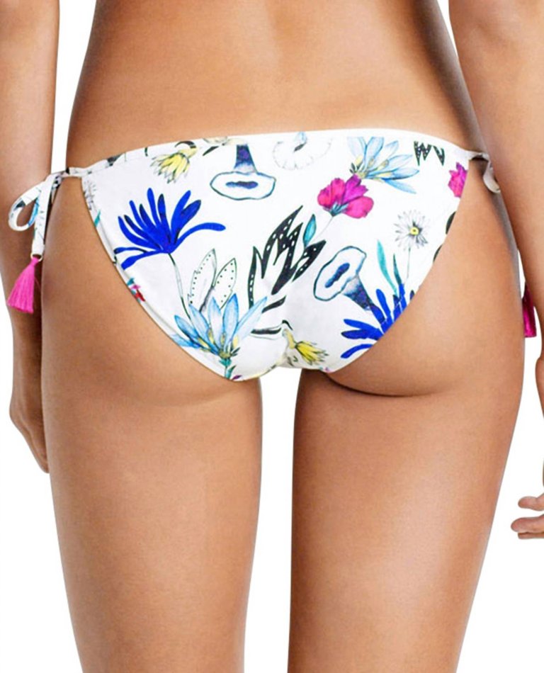 Tie Side Hipster Bikini Bottom In Sea Flower Festival White