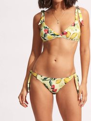 Wrap Bralette & Tie Side Bikini Set - Lemon Print
