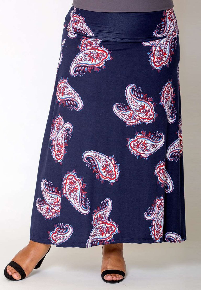 California Maxi Skirt - Navy Paisley - Navy Paisley