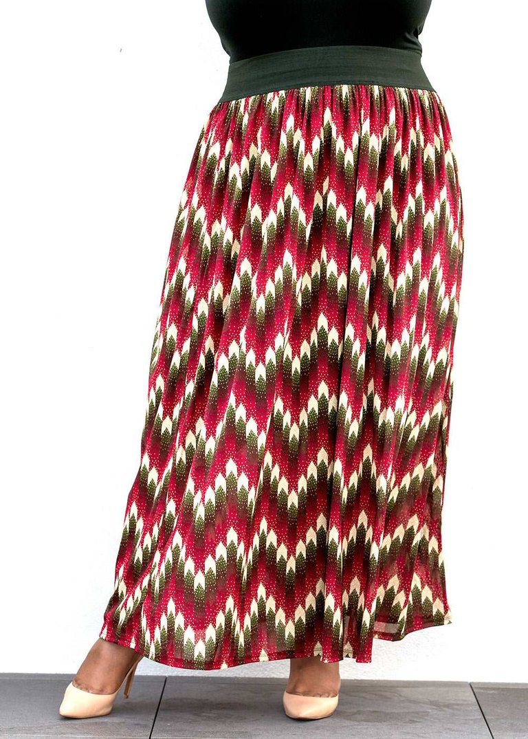 Isabella Skirt - Red Chevron