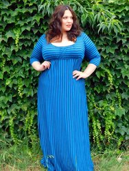 Lois Maxi Dress Stripe - Teal Stripe