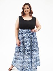 Paris Maxi Dress - Blue and White Print