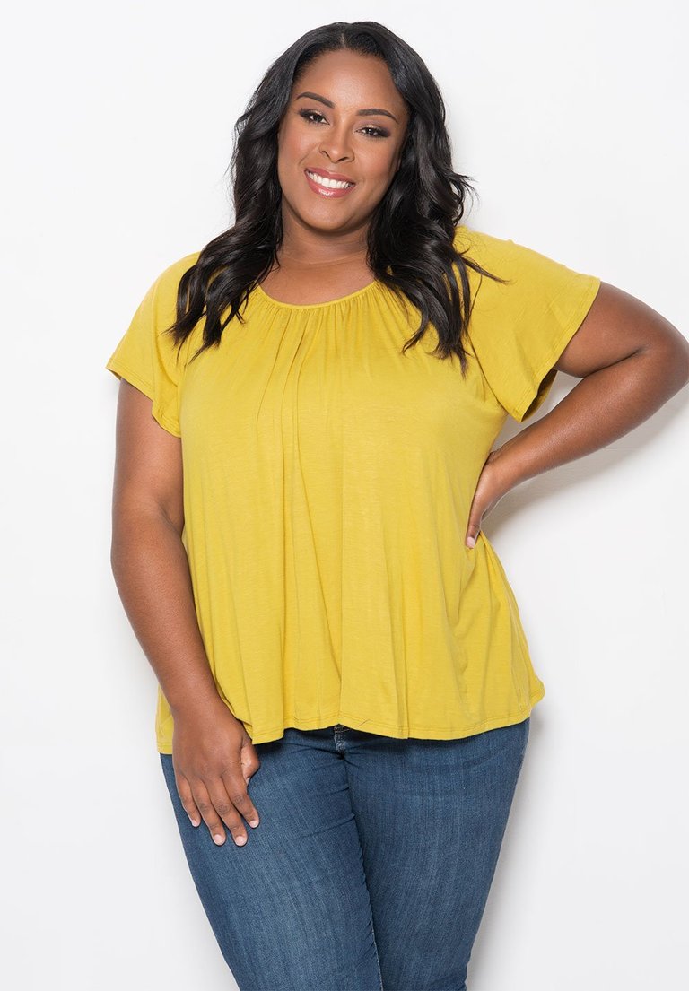 Pretty Flutter Top - Mustard