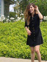 Delfina Shirt Dress - Black