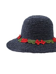 Evie Straw Sunhat - Navy/Red