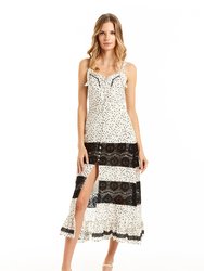 Beth Midi Dress - White Polka Dot