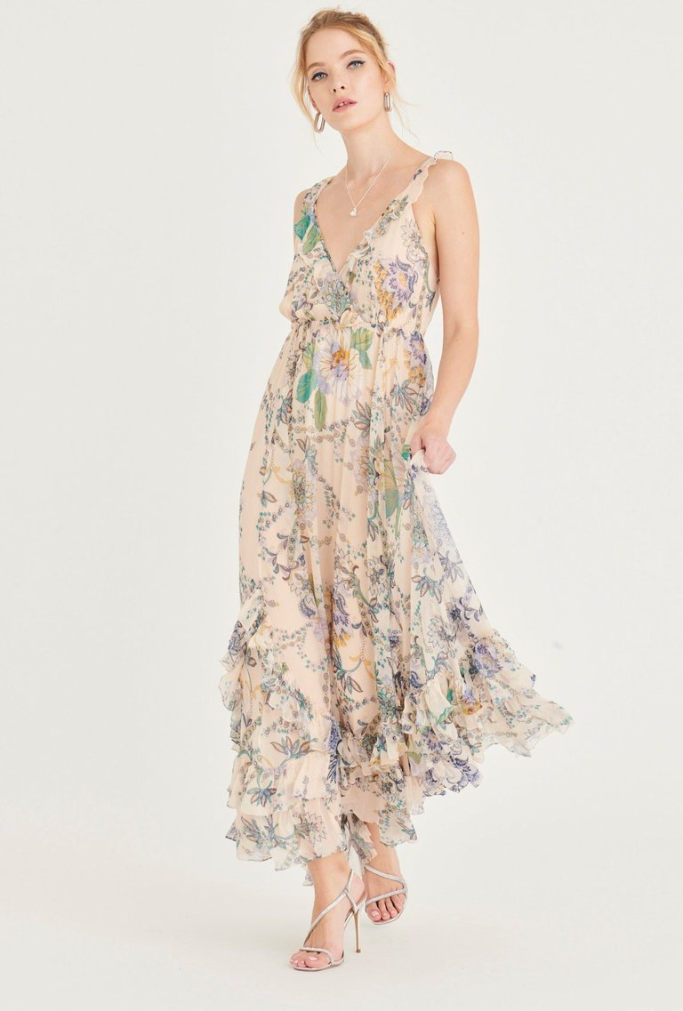 Celia Maxi Dress - Viscose Chiffon - Blue Floral