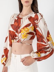 Donna Blouse - 100% Silk, Tropical Brown