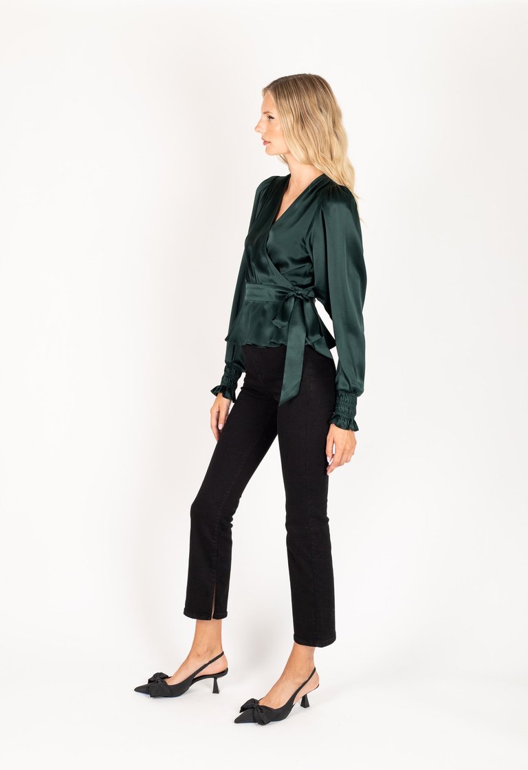 Hailey Top - 100% Silk, Forest Green