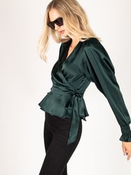 Hailey Top - 100% Silk, Forest Green