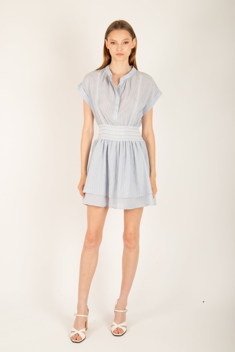 Lina Dress - Organic Cotton - Yarn Dye Blue Stripe