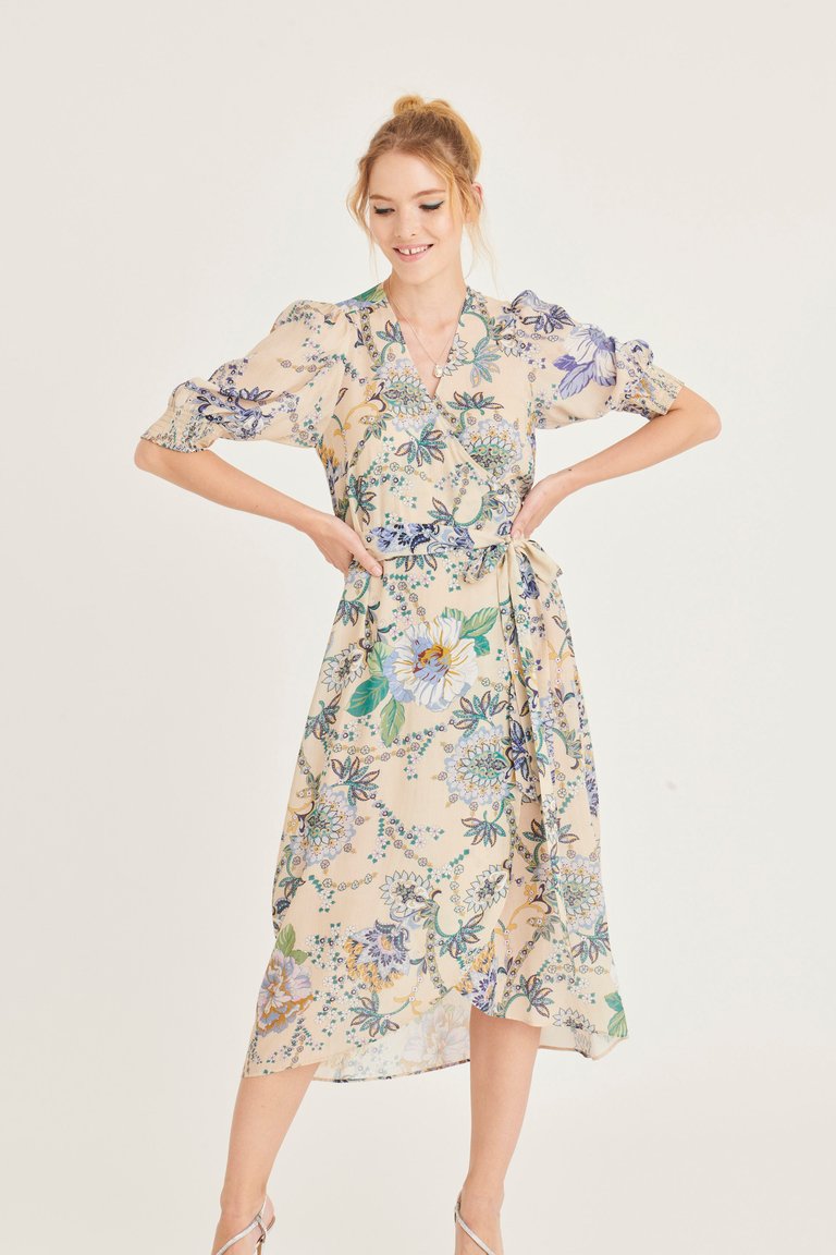 Moonshine Maxi Wrap Dress - Blue Floral