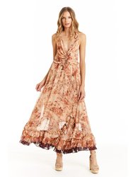 Sharon Maxi Dress - Peach Floral - Peach Floral