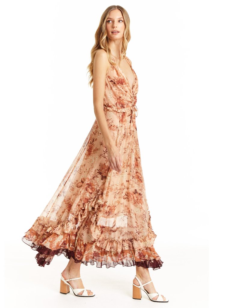 Sharon Maxi Dress - Peach Floral