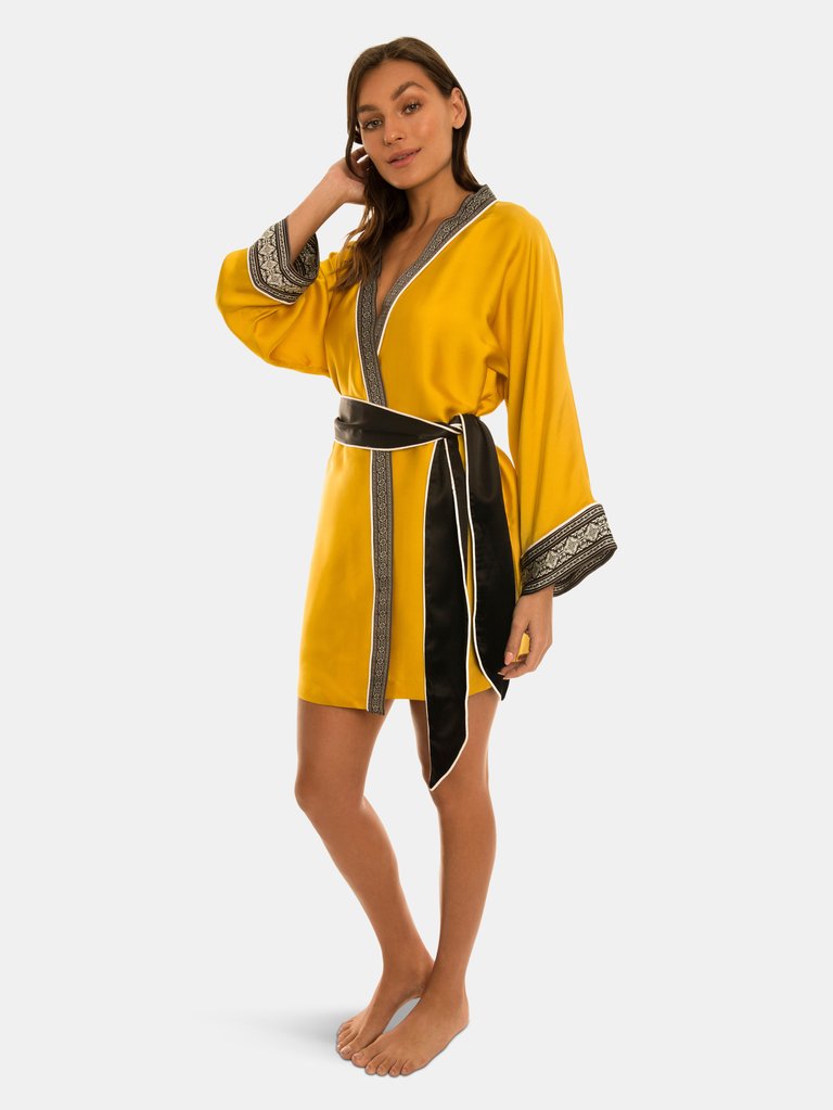 Tiger Silk Kimono - Yellow