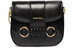 Saddie Gold Tone Logo Foldover Top Leather Shoulder Handbag In Black