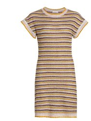 Textured Summer Striped Dress Lurex Knit - Multicolor