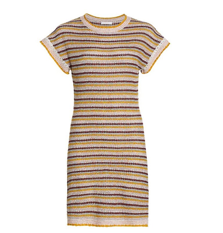 Textured Summer Striped Dress Lurex Knit - Multicolor