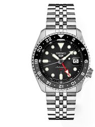 5 Mens SKX GMT Series Sports Watch - Stainless Steel/Black Dial