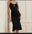 Black Beaded Knit Midi Dress In Black